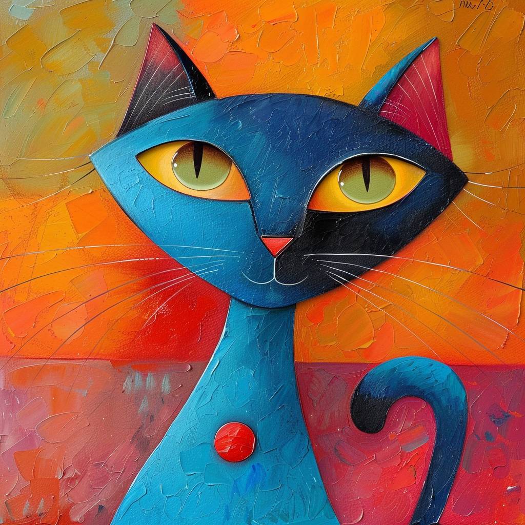 イヴォナ・リフシェスのスタイルで描かれた猫の動物絵