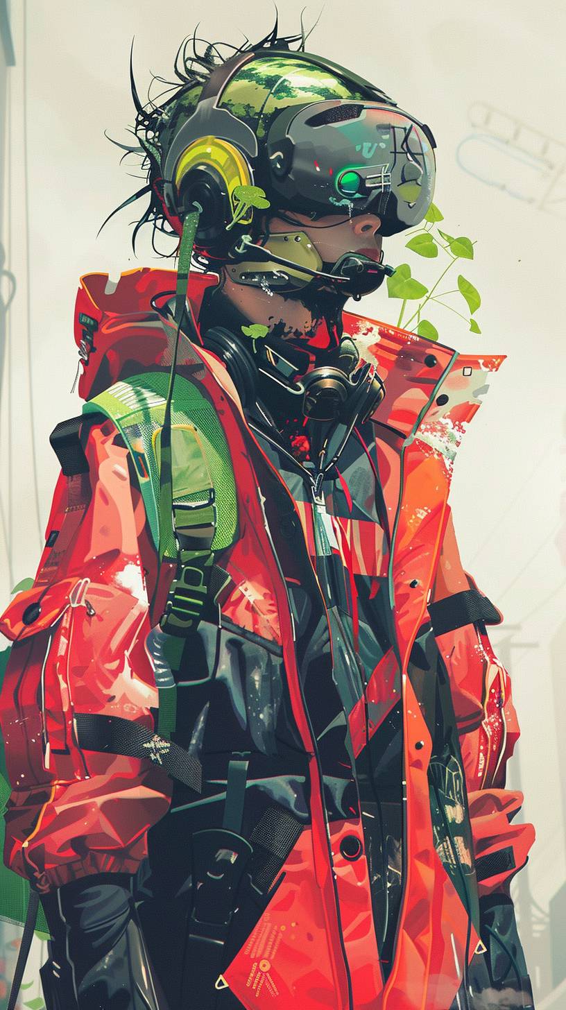 An anime featuring a watermelon boy character with a tough and cool futuristic style