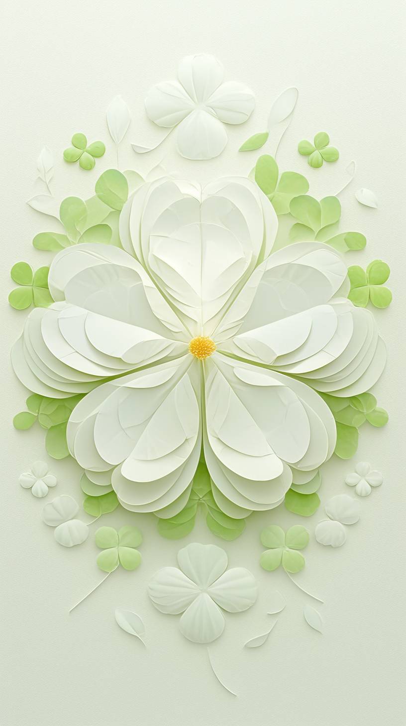 Uma escultura de arte em papel de uma flor isolada que representa a elegância minimalista.