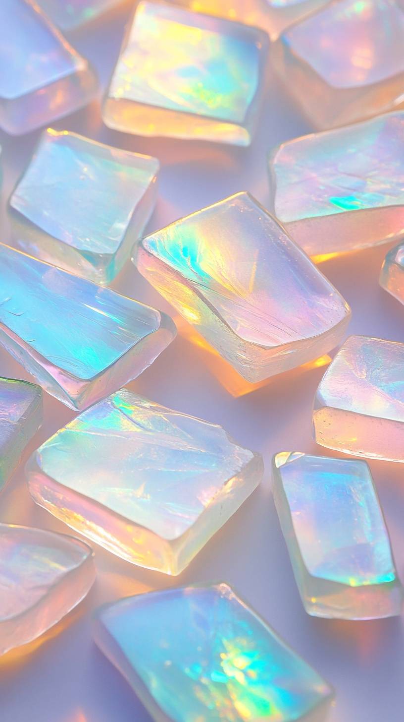 Sparky prisms are raining, creating a mesmerizing, opal-like effect.