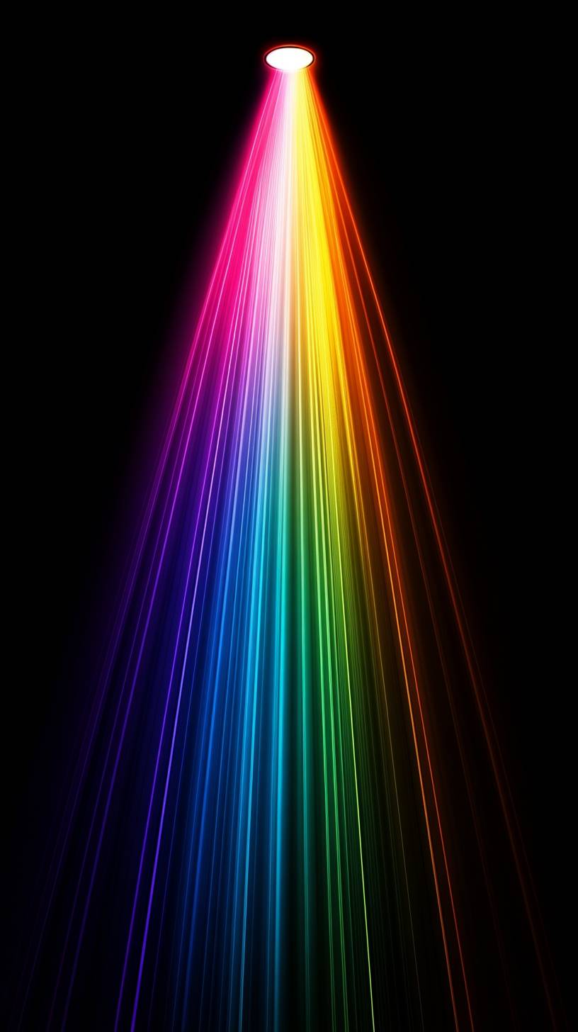 A colorful light effect flowing from top to bottom, creating a sense of speed and movement on a black background.