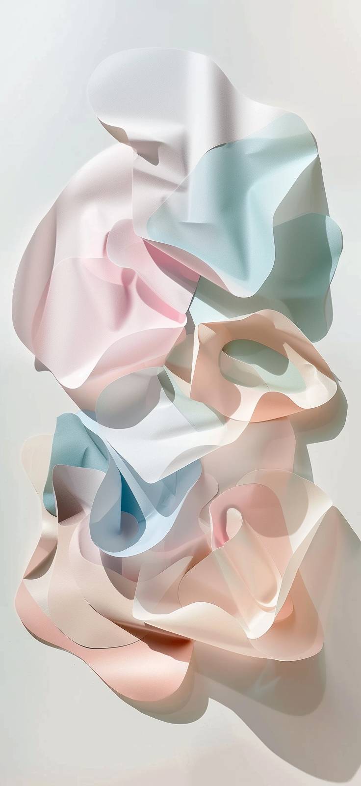 Abstract shapes in pastel colors with overlapping organic forms in a paper cutout style.