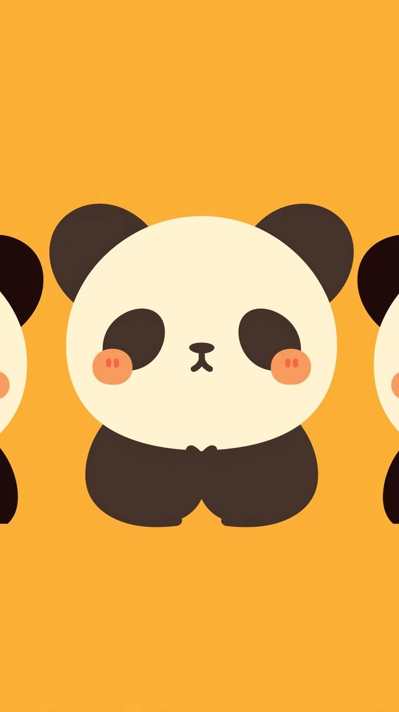 Illustration d'un panda mignon dans un style kawaii simplifié avec un fond de couleur unie.