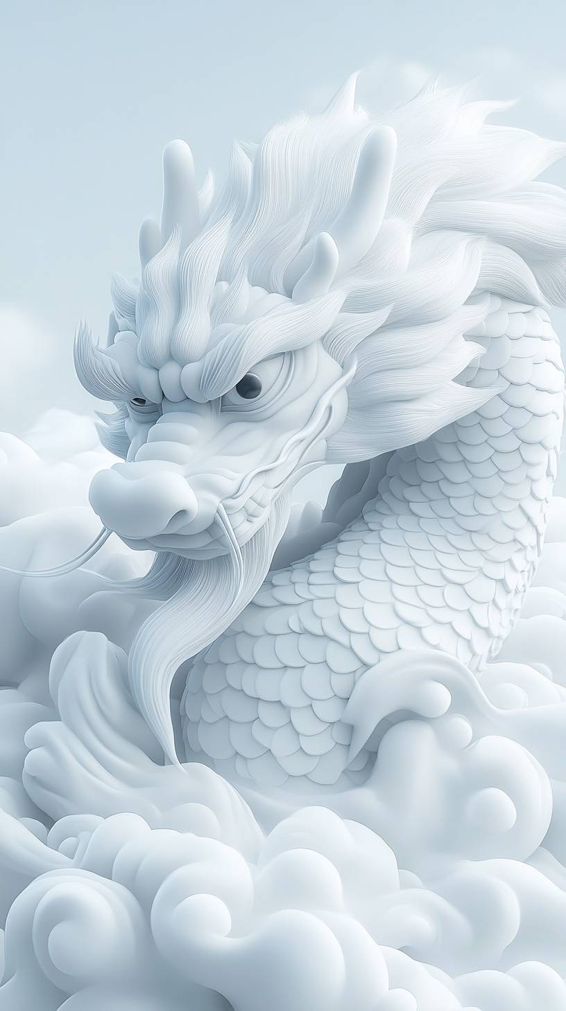 Chinese dragon covered by fog