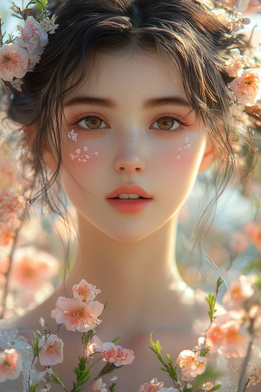 Portrait d'une fille anime en belle robe d'été à fleurs.