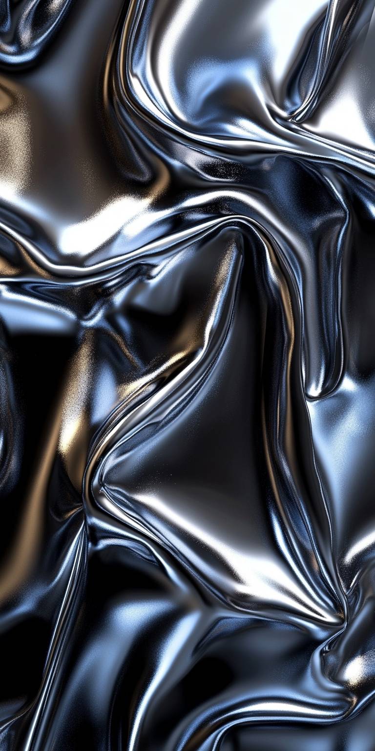 Textura de material de plata con cromo en negro y blanco, renderizado 3D ultra detallado con un aspecto cinematográfico.