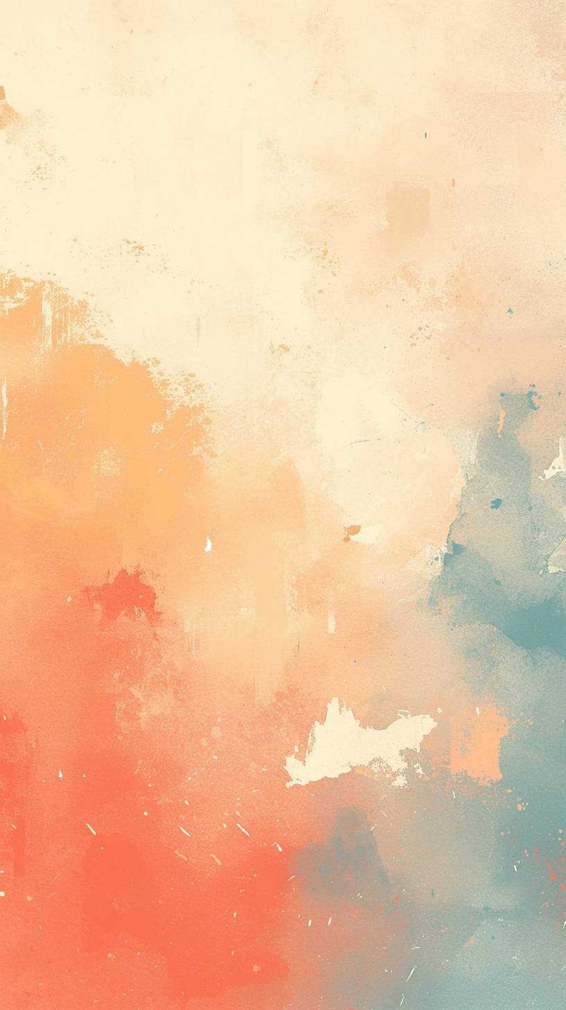 Abstract watercolor brushstrokes in bright coral and light teal, soft and airy vibe