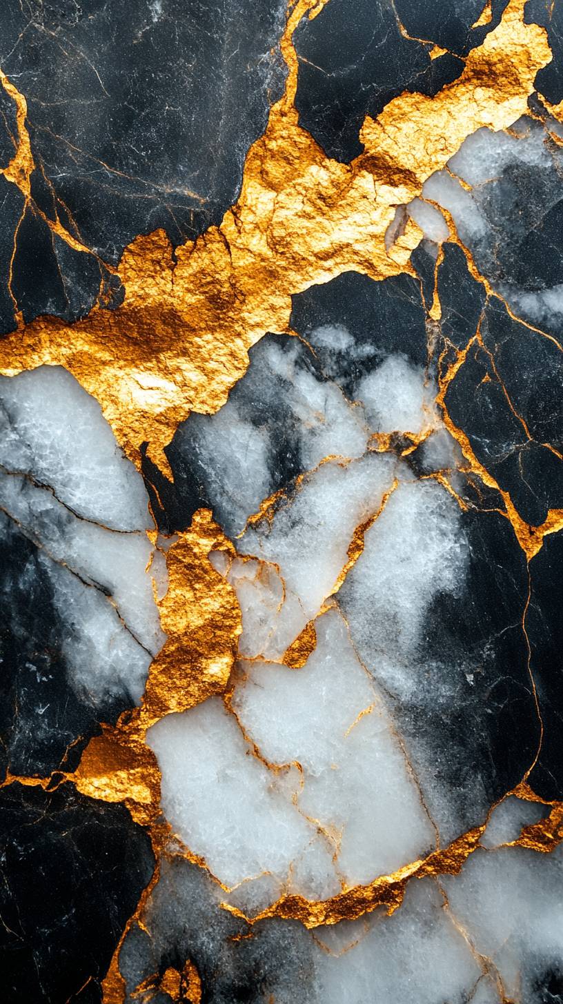 High-quality luxury marble texture smartphone wallpaper with white and gold veining and elegant design.