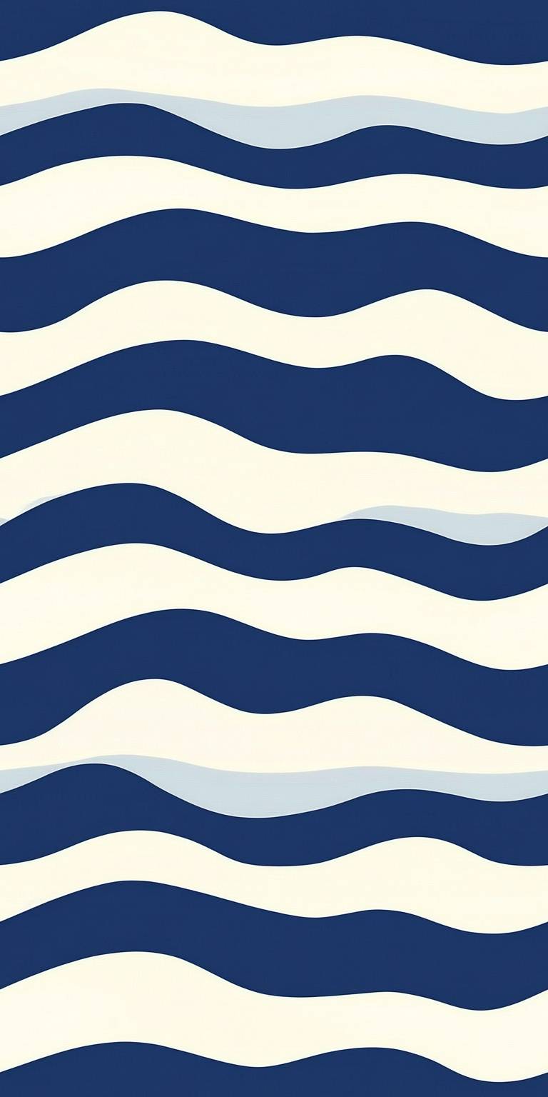 Blue and white Scandinavian wavy stripe pattern, simple shapes.