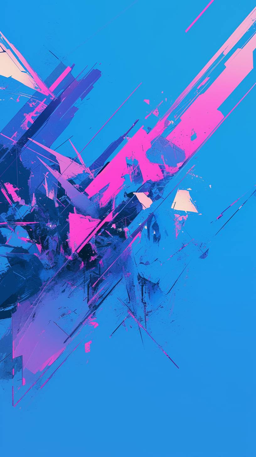 Digital glitch effect with bright pink and turquoise, futuristic abstract art.