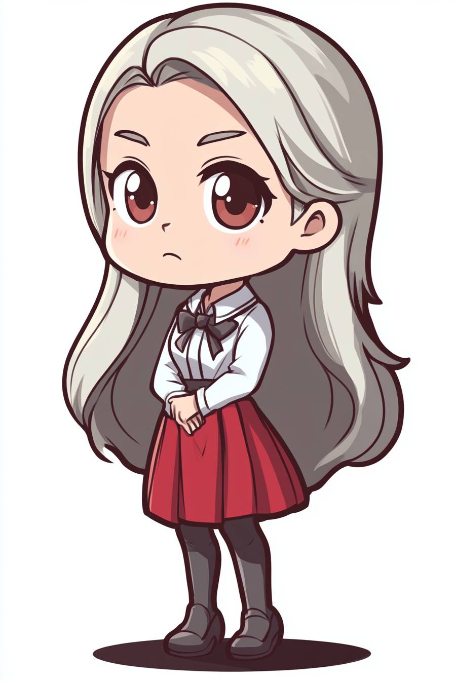 Cute female character design in a cartoon style showing a cute pose.