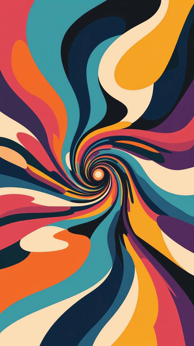 Poster art of 70s psychedelic minimal design