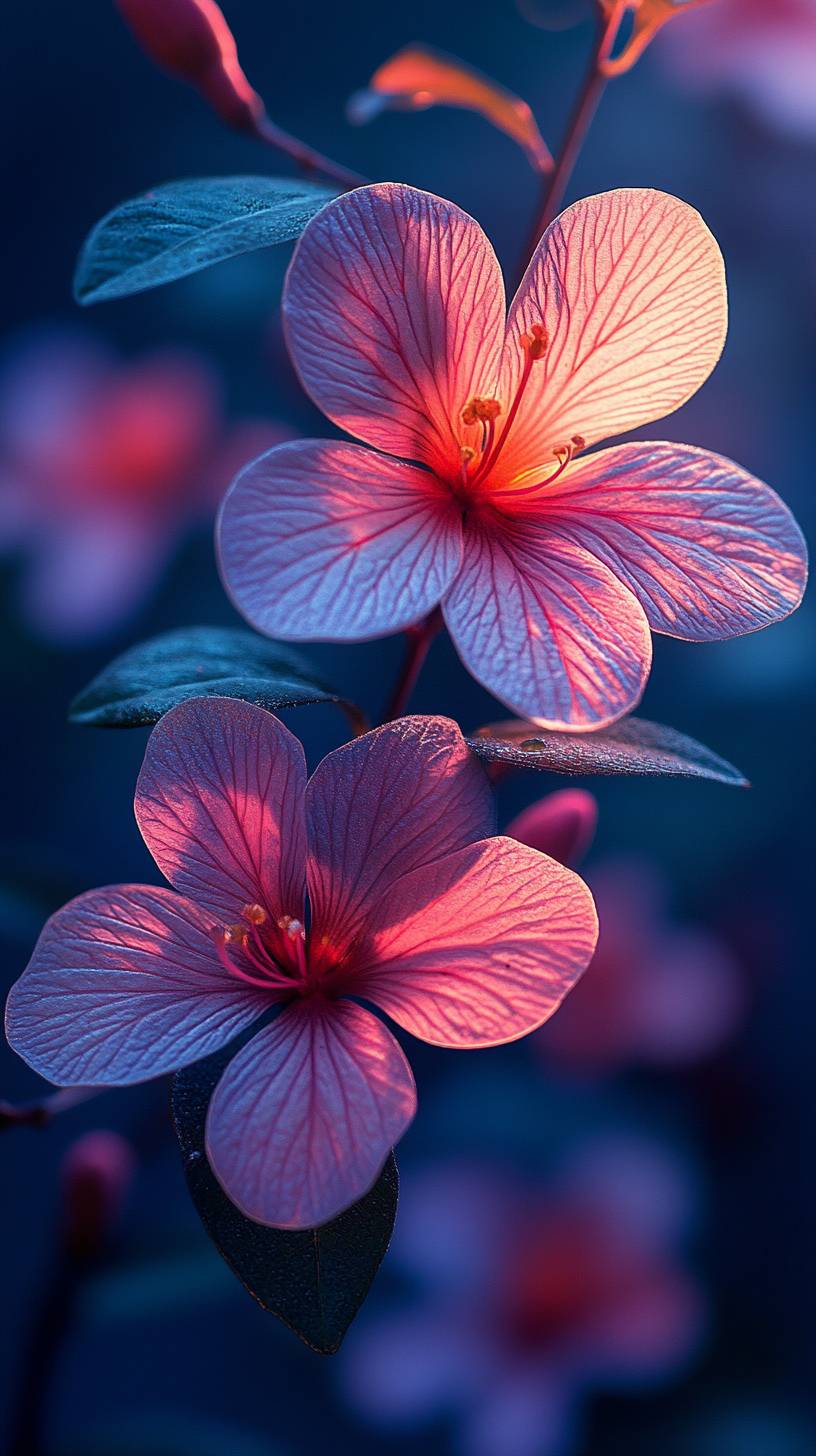 High-quality smartphone wallpaper, 8K Ultra HD vibrant tropical flowers with highly detailed petals and soft lighting, perfect for a lively phone background.