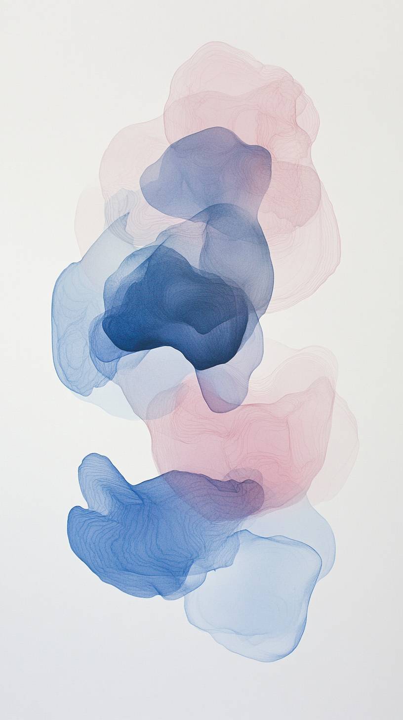 Soft watercolor gradient with pale pinks and blues blending, creating calming abstract shapes