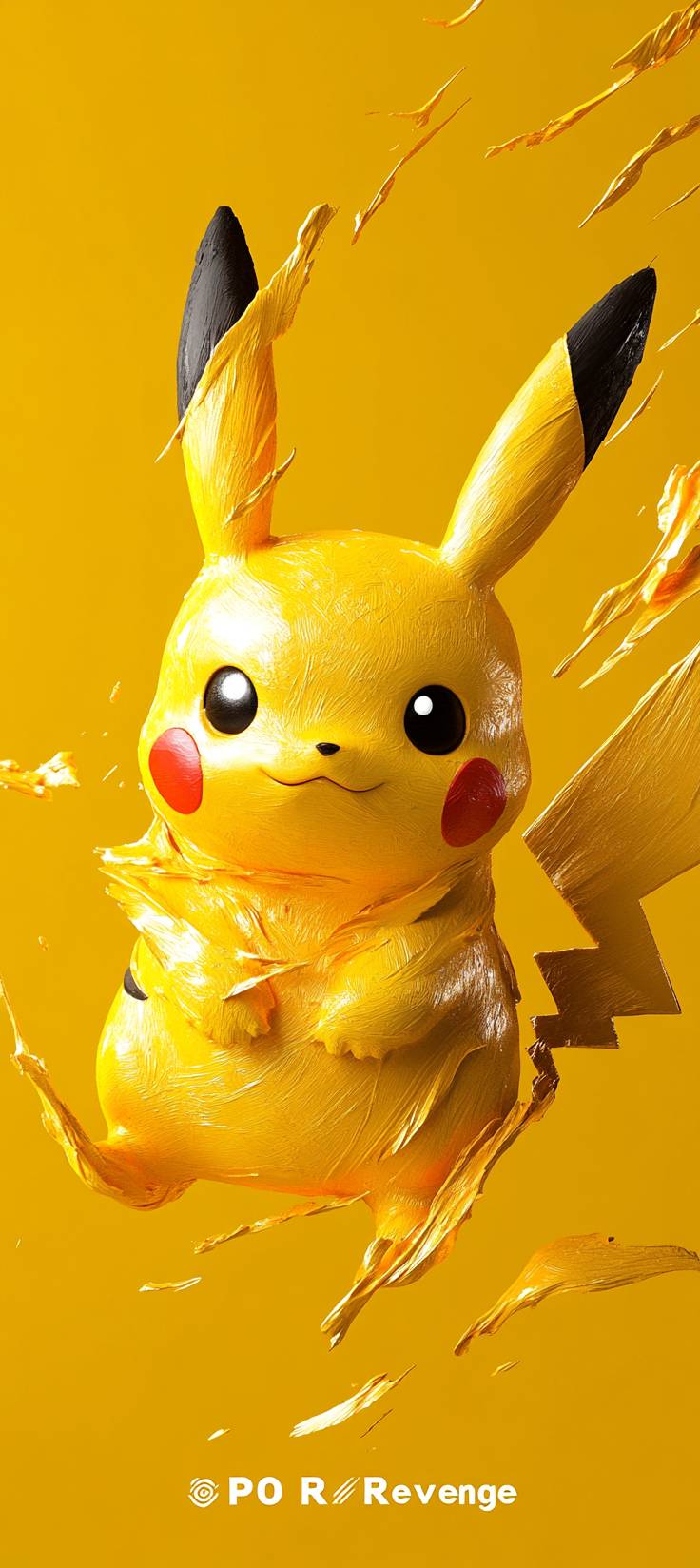 This is an ultra-realistic Pikachu wallpaper with a gold background, featuring high resolution and detailed rendering.