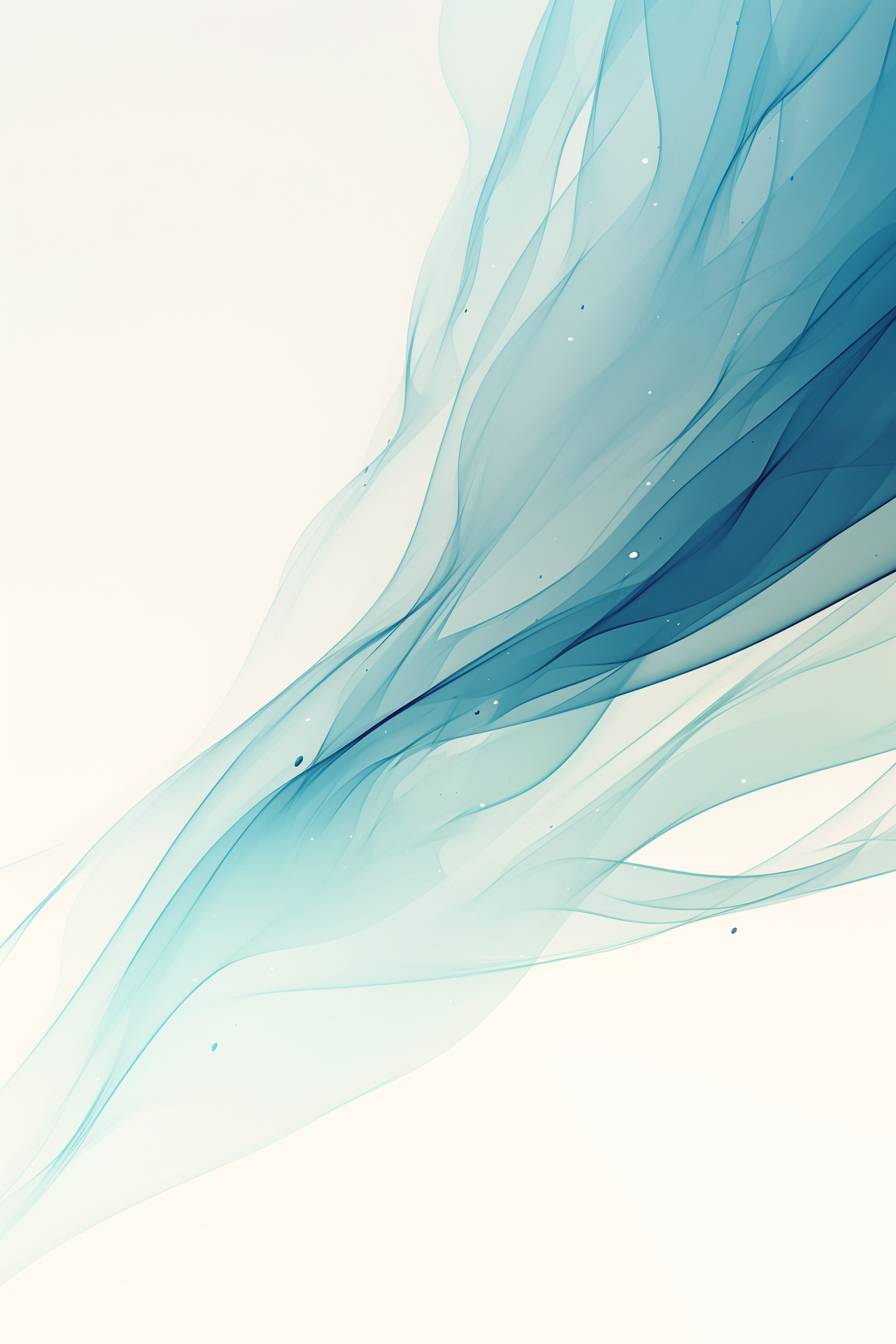 Soft gradient of blues and greens, abstract waves, calming and relaxing design.