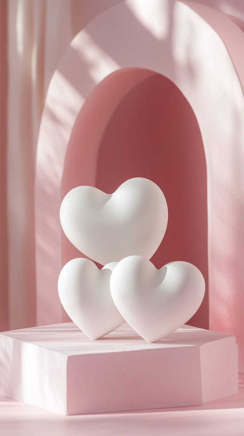 Minimalist hearts Valentine's Day light pink background