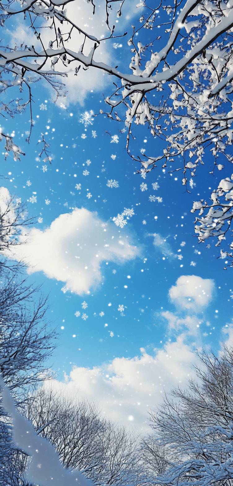 Un día de nieve con enfoque en el cielo