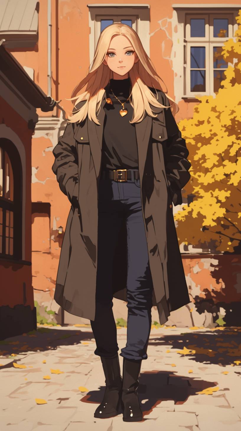 Swedish anime girl in modern fashion style