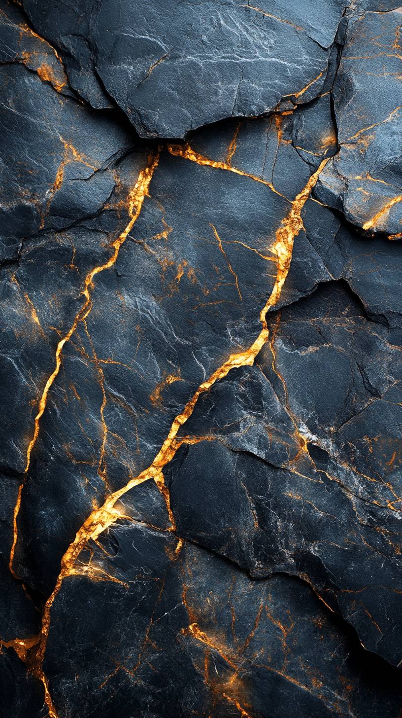 Fondo de pantalla para smartphone de mármol negro y dorado de lujo en 8K, con vetas elegantes y superficie suave.