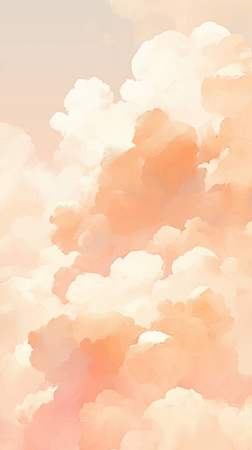 Nuages pastels abstraits, ambiance moderne et rêveuse, roses et lilas subtils avec des lignes épurées.