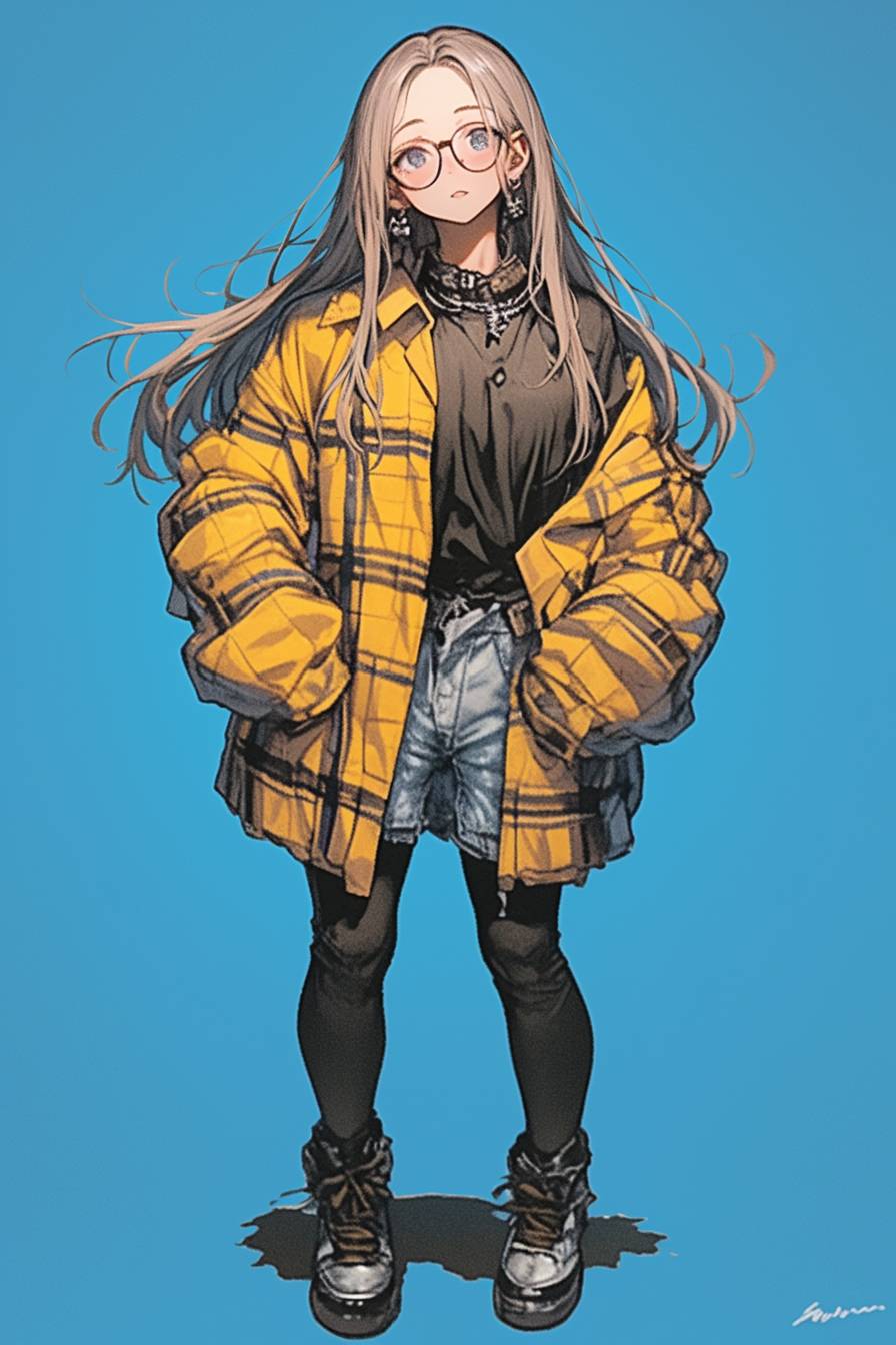 Futaba Iida aus 'My Hero Academia' präsentiert einen bequemen Streetstyle mit einem übergroßen Hoodie und Cargo-Hosen, strahlt Selbstbewusstsein und Freundlichkeit aus.