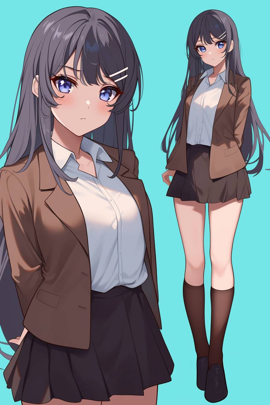 Mai Sakurajima is trendy and stylish in a blazer and skirt combo.