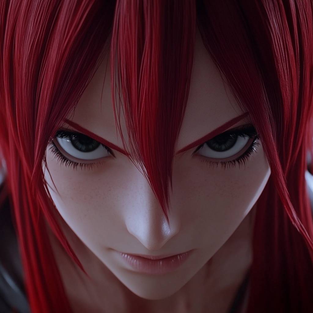 Erza Scarlet de Fairy Tail, une fille anime forte.