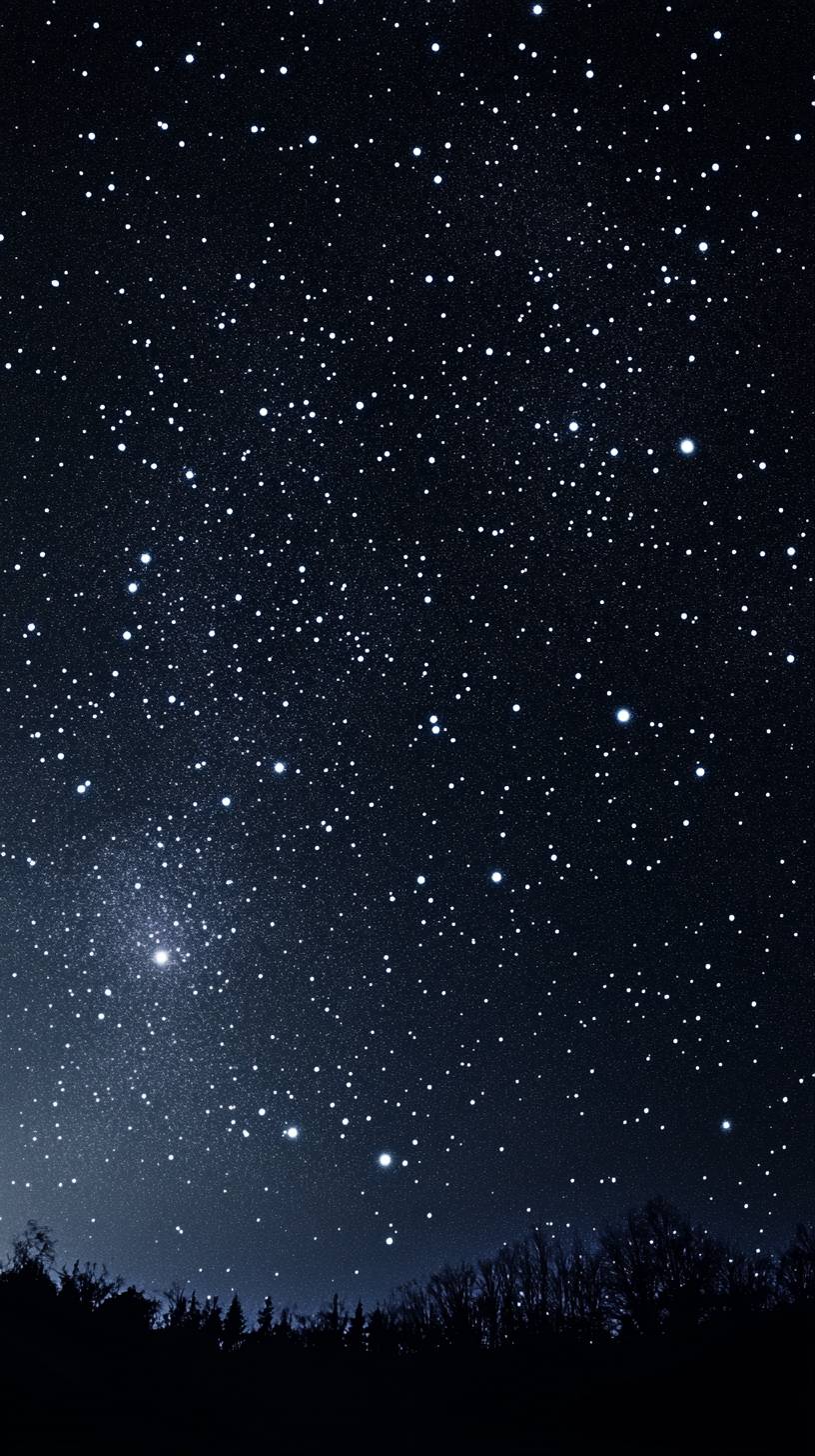 Un cielo negro oscuro con grandes estrellas reconocibles.