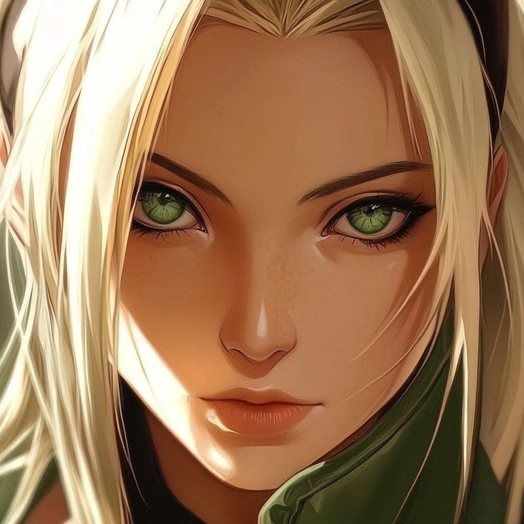 Tsunade Senju from Naruto, a strong anime girl.