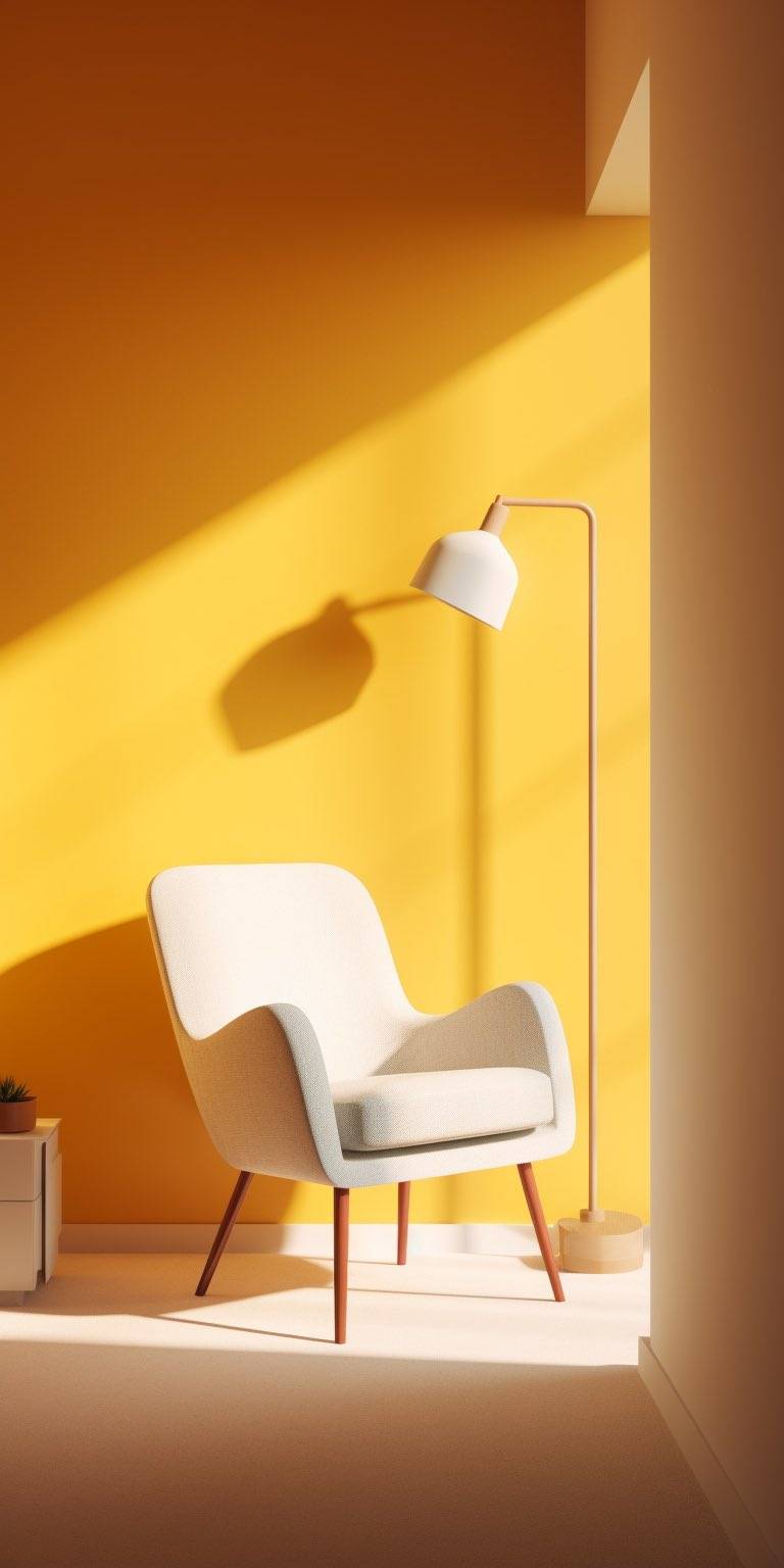 A minimalist object against a comfy pastel-colored wall.