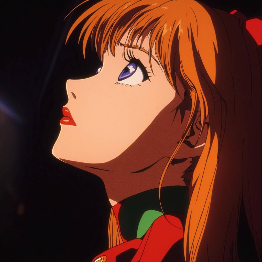 Asuka Langley Soryu de Neon Genesis Evangelion, gros plan du personnage d'anime.