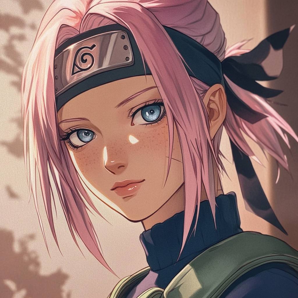 Esta es una imagen de perfil de Sakura Haruno de Naruto.