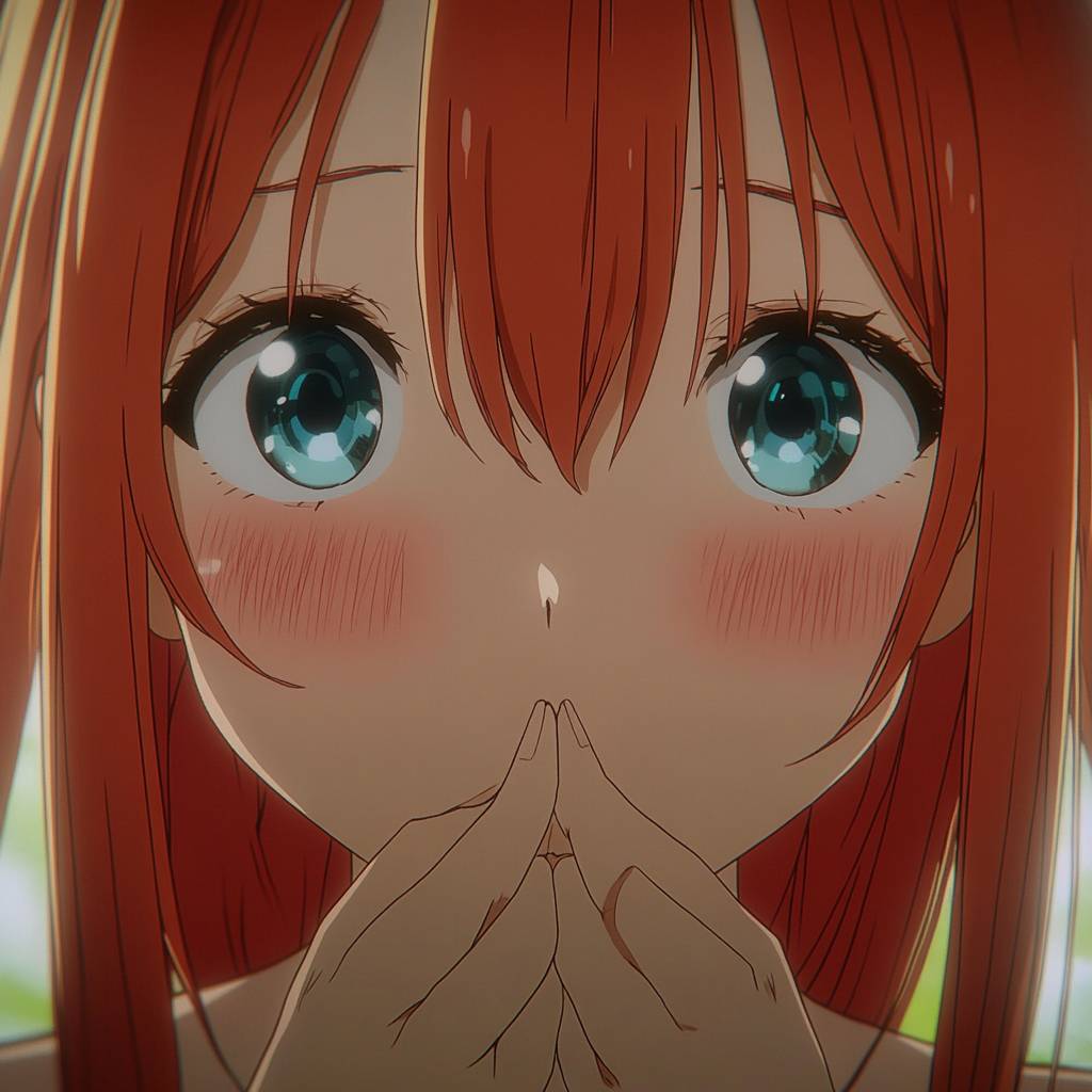 Miku Nakano ist ein schüchternes Anime-Mädchen aus 'Die Quintessential Quintuplets', dargestellt in einem Nahaufnahme-Profilbild.