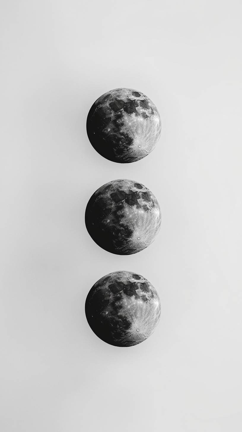 Minimalist moon phases in soothing grayscale tones