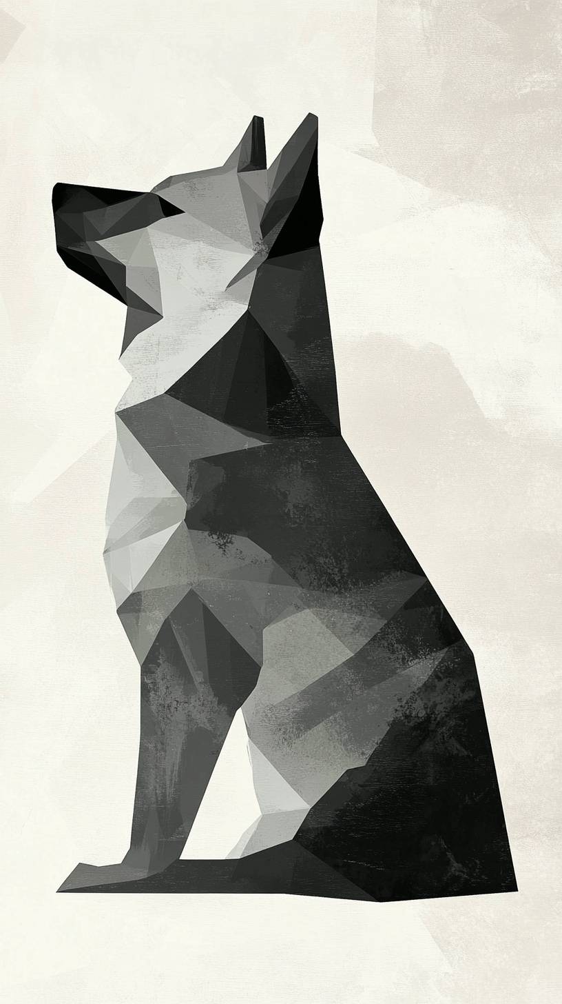 Clean geometric animal silhouette, soft gray palette, flat design, subtle textures.