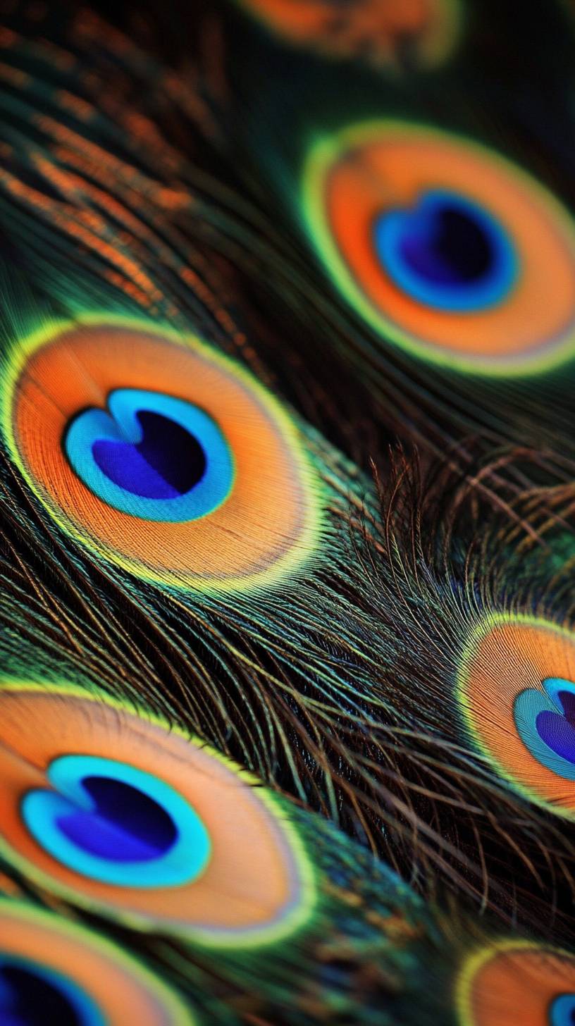 Vibrant peacock feathers in a minimalist design