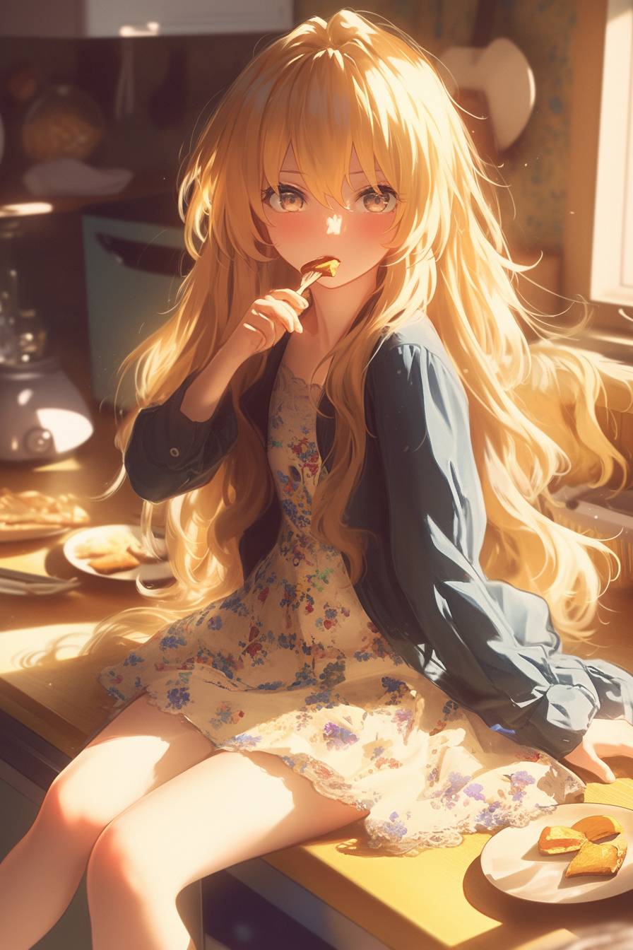 Taiga Aisaka de Toradora! porte le look mignon de Sabrina Carpenter avec une robe à fleurs et une veste en jean.