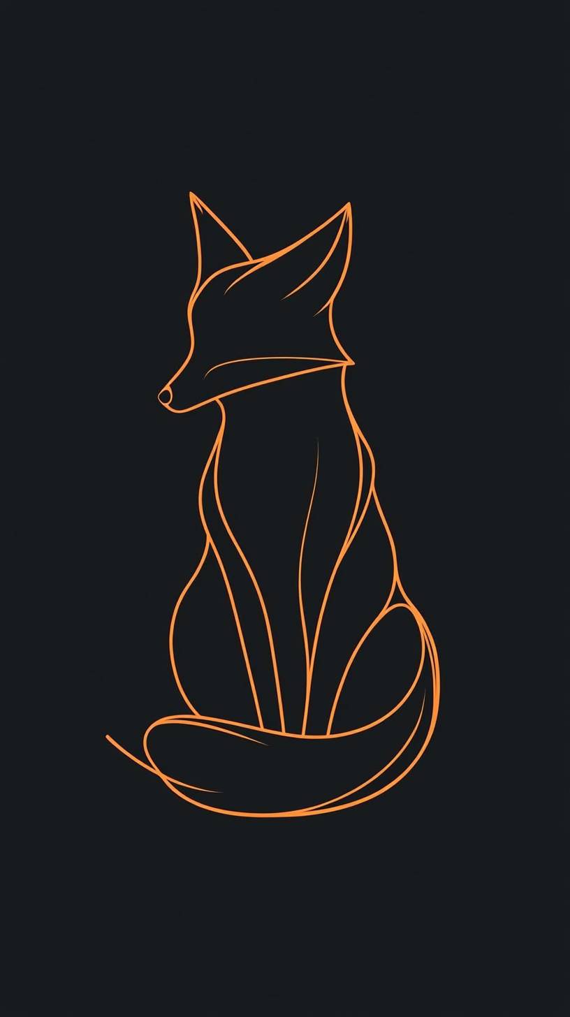 A soft orange line drawing of a fox in a calm, minimalist style.